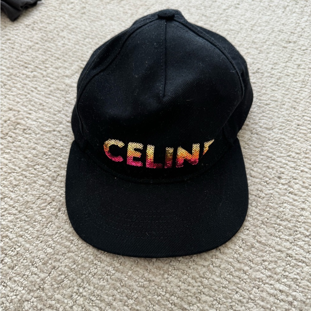 Black Celine hat with sequins
